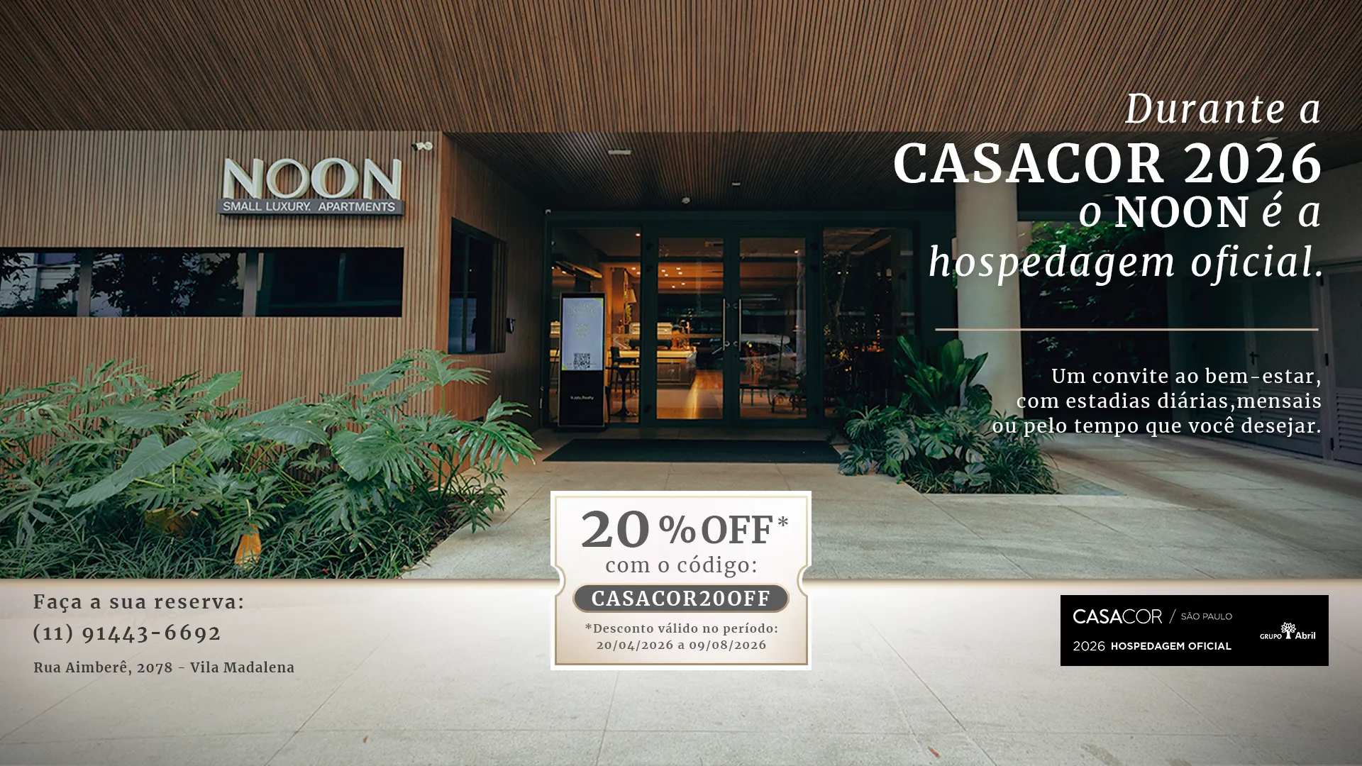 CASACOR 2026: Noon Apartamentos é a hospedagem oficial em SP